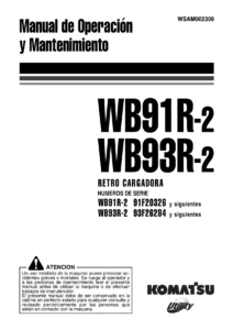 Komatsu WB91R-2 WB93R-2 Manual de Operación y Mantenimiento Retro Cargadora Español PDF