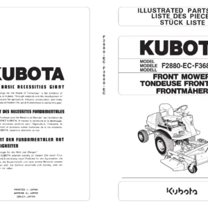 Kubota F2880-EC F3680-EC Front Mower Illustrated Parts List 97898-41712 PDF