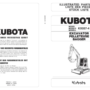 Kubota KX057-4 Excavator Illustrated Parts List 2009 - PDF Parts Catalog 97899-10920