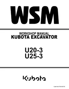 Kubota U20-3 U25-3 Excavator Workshop Manual PDF - Complete WSM