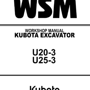 Kubota U20-3 U25-3 Excavator Workshop Manual PDF - Complete WSM