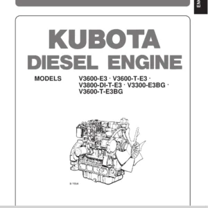 Kubota V3600-E3B, V3600-T-E3B, V3800DI-T-E3B, V3300-E3BG, V3600-T-E3BG Diesel Engine Workshop Manual