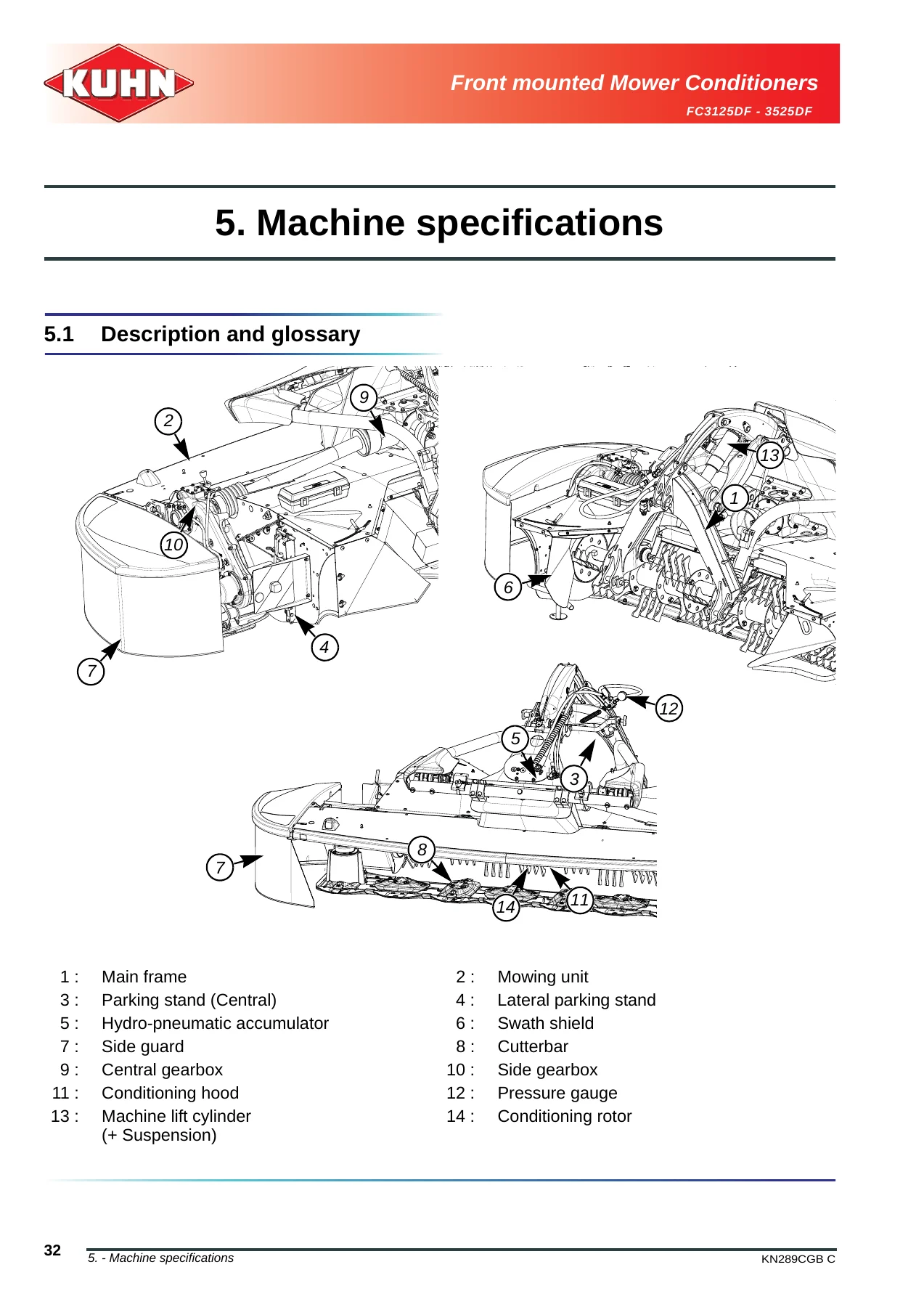 Kuhn FC3125DF FC3525DF Front Mounted Mower Conditioner Operator's Manual 2017 - Image 2