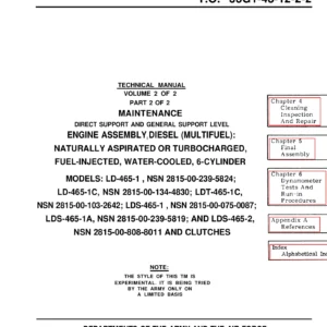 LD-465, LDT-465, LDS-465 Multifuel Diesel Engine Direct & General Support Maintenance Manual TM 9-2815-210-34-2-2
