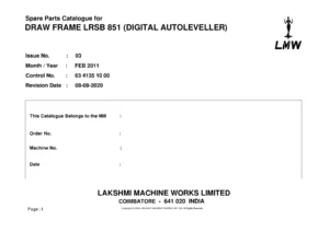 Lakshmi LMW LRSB 851 Digital Autoleveller Spare Parts Catalogue - PDF