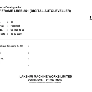 Lakshmi LMW LRSB 851 Digital Autoleveller Spare Parts Catalogue - PDF