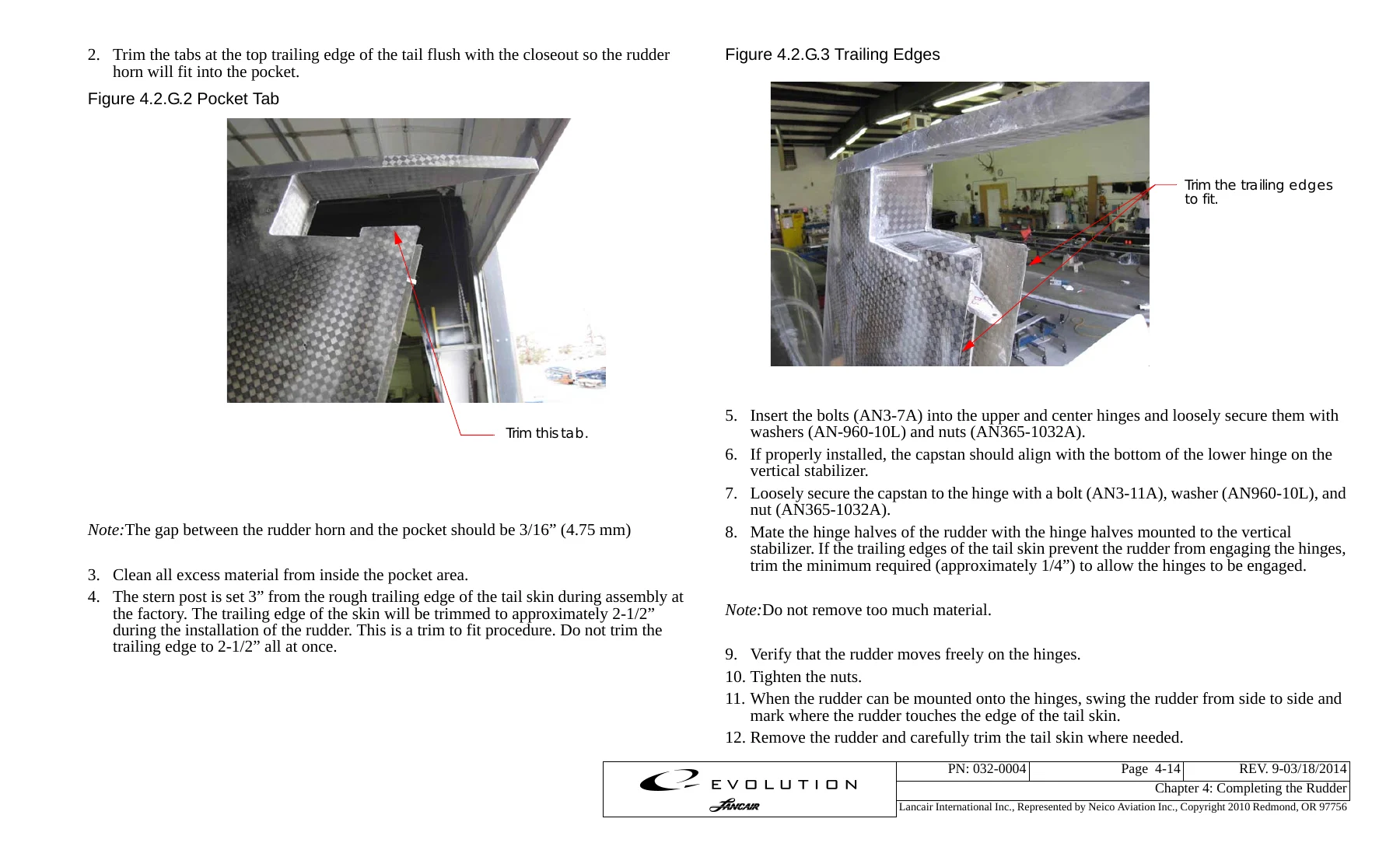 Lancair Evolution Kit Aircraft Assembly Manual - Rev 10 - PN 032-0004 - Image 3