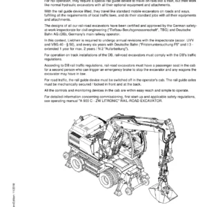 Liebherr A 900 C-ZW EDC Litronic Rail-Road Excavator Service Repair Manual