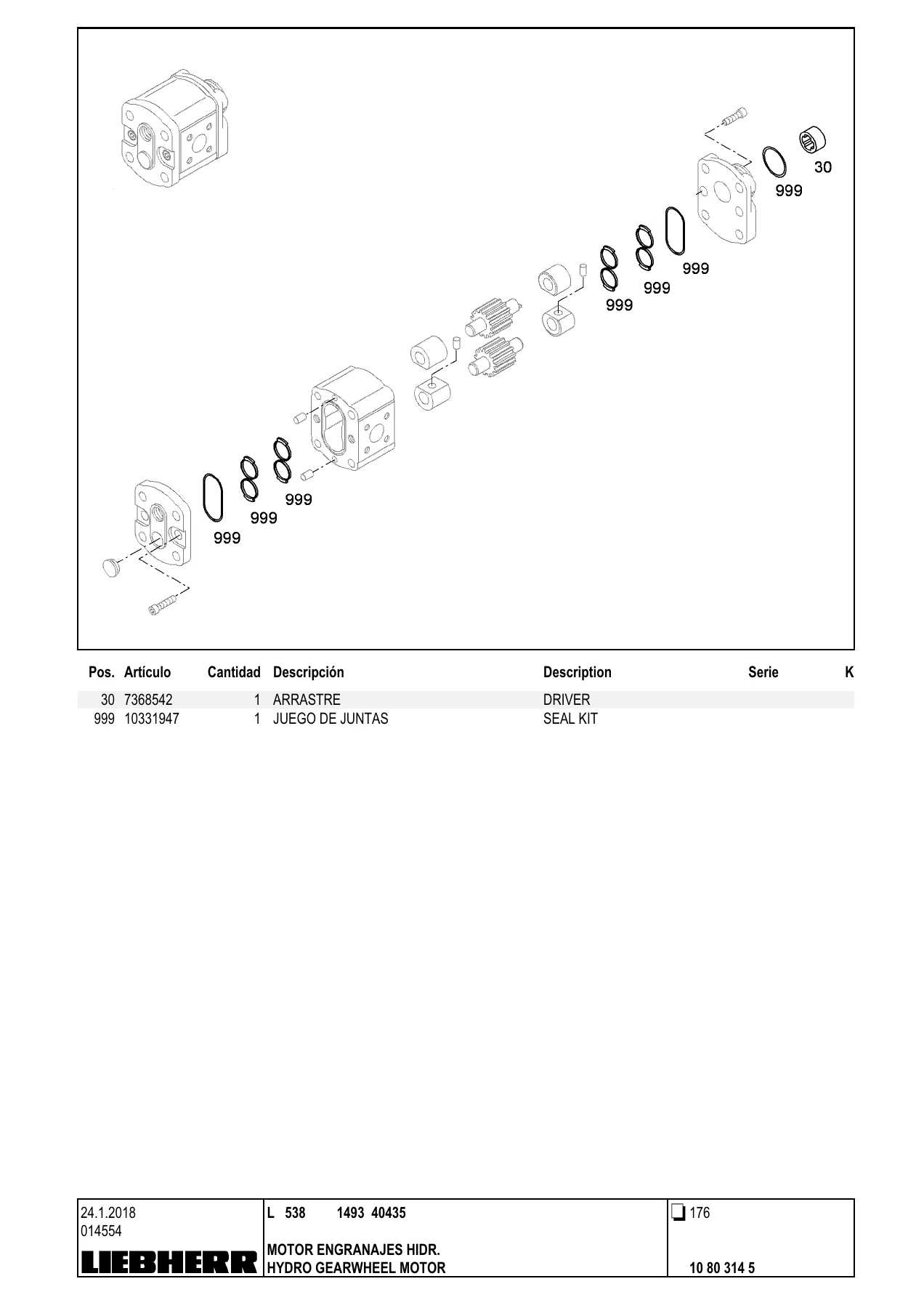 Liebherr L538 Wheel Loader Spare Parts List Catalog 1493 40435 - Image 3