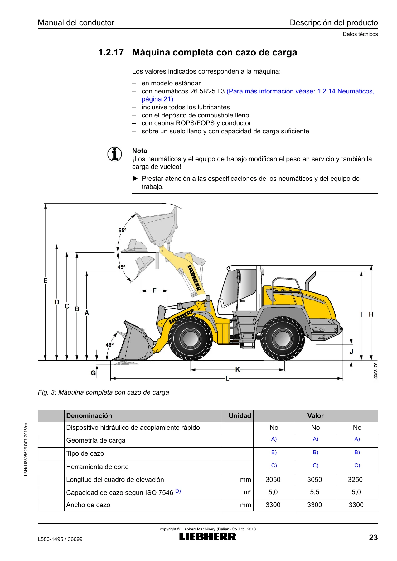 Liebherr L580-1495 Manual del Conductor PDF - Cargadora sobre Ruedas 11839562 (2018) - Image 2