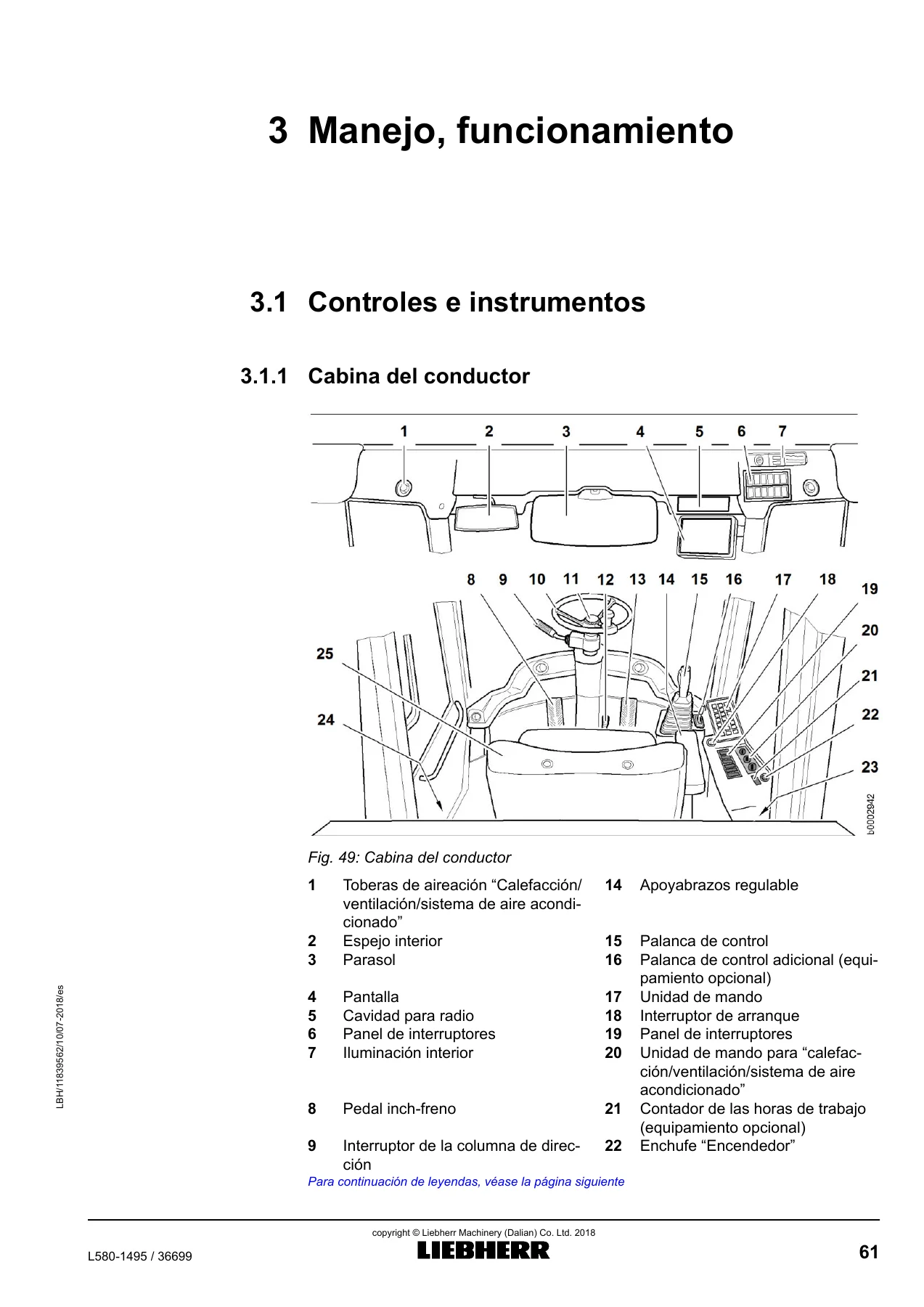 Liebherr L580-1495 Manual del Conductor PDF - Cargadora sobre Ruedas 11839562 (2018) - Image 3
