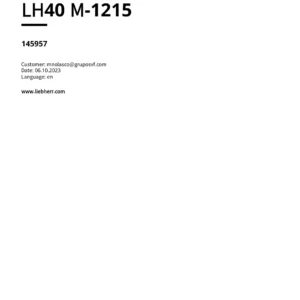 Liebherr LH40 M-1215 Material Handler Spare Parts Catalog Manual - SN 145957