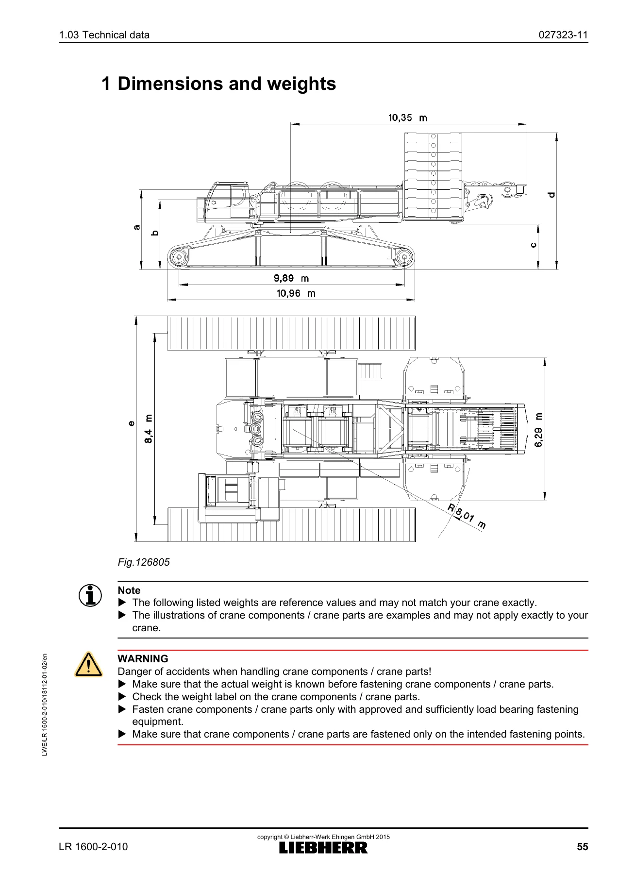 Liebherr LR 1600-2 Crawler Crane Operating Instructions Manual 18112-01-02 - Image 2