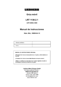 Liebherr LRT 1130-2.1 Manual de Instrucciones Original - Grúa Móvil 30600-04-10