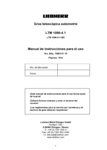 Liebherr LTM 1090-4.1 Manual de Instrucciones - Grúa Telescópica Automotriz PDF