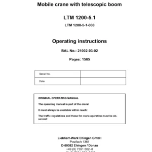 Liebherr LTM 1200-5.1 Mobile Crane Operating Instructions Manual - 1566 Page PDF