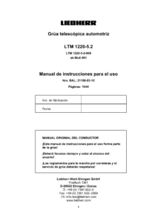 Liebherr LTM 1220-5.2 Grúa Telescópica Automotriz - Manual de Instrucciones para el Uso (Español)