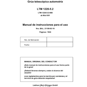 Liebherr LTM 1220-5.2 Grúa Telescópica Automotriz - Manual de Instrucciones para el Uso (Español)