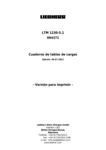 Liebherr LTM 1230-5.1 Cuaderno de Tablas de Cargas 094371 PDF