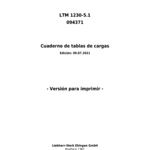 Liebherr LTM 1230-5.1 Cuaderno de Tablas de Cargas 094371 PDF