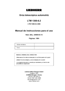 Liebherr LTM 1300-6.2 Grúa Telescópica Automotriz Manual de Instrucciones 24000-03-10