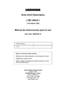 Liebherr LTM 1450-8.1 Manual de Instrucciones - Grúa Móvil Telescópica PDF