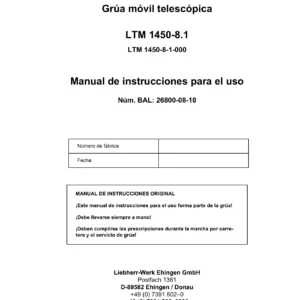 Liebherr LTM 1450-8.1 Manual de Instrucciones - Grúa Móvil Telescópica PDF