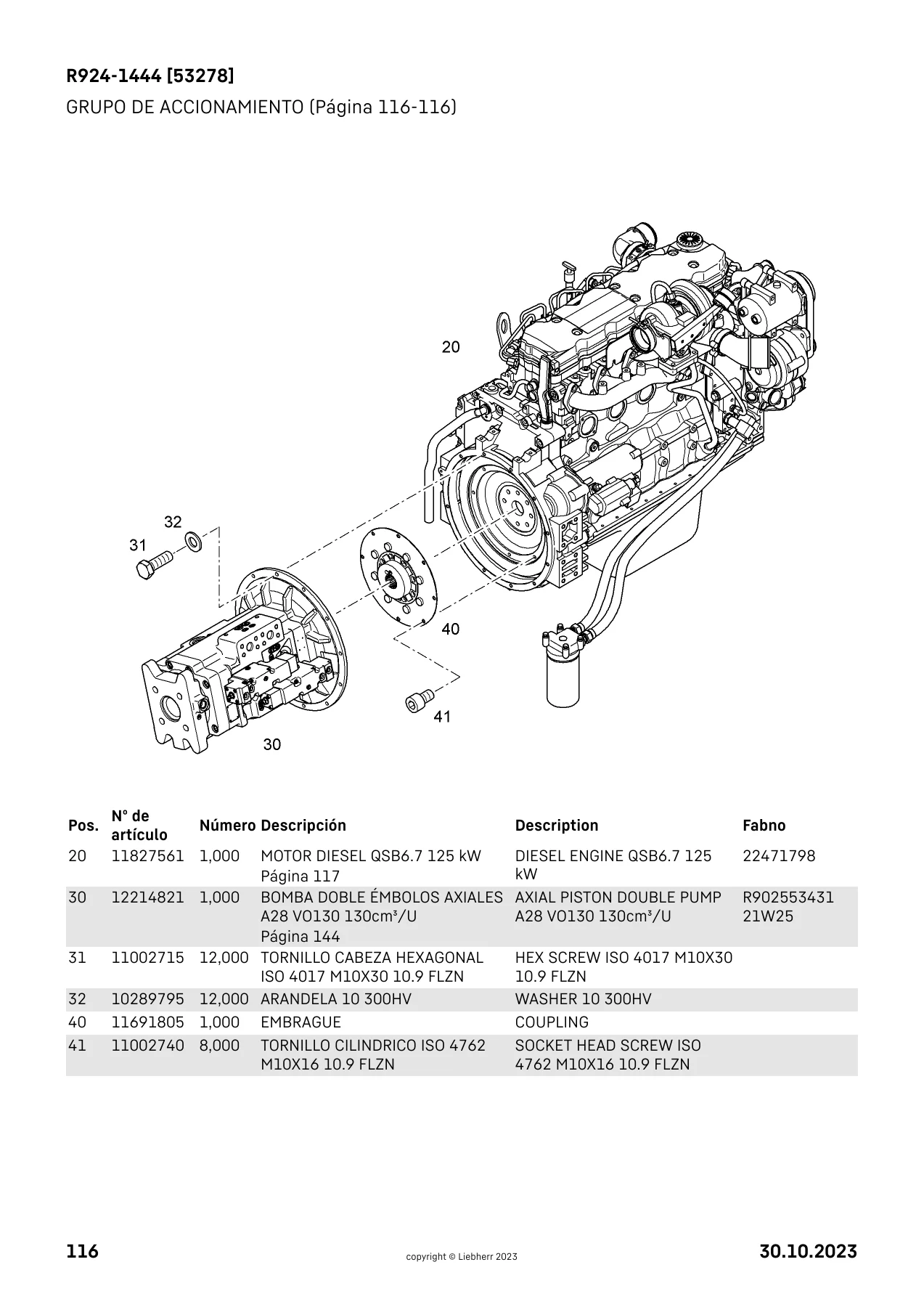 Liebherr R924-1444 Crawler Excavator Parts Catalog 53278 - Spanish English PDF - Image 3