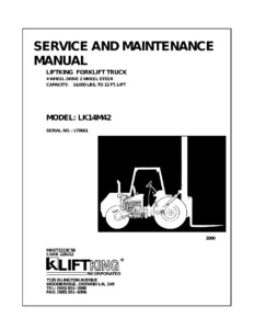 Liftking LK14M42 Forklift Service and Maintenance Manual 2000 - SN LT0661 PDF