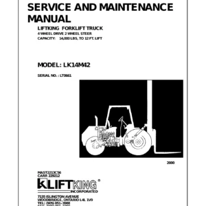 Liftking LK14M42 Forklift Service and Maintenance Manual 2000 - SN LT0661 PDF