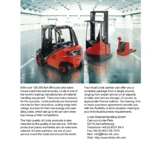 Linde E35 E40 E45 E50 Series 388 Electric Forklift Operator Manual - 388 801 1501