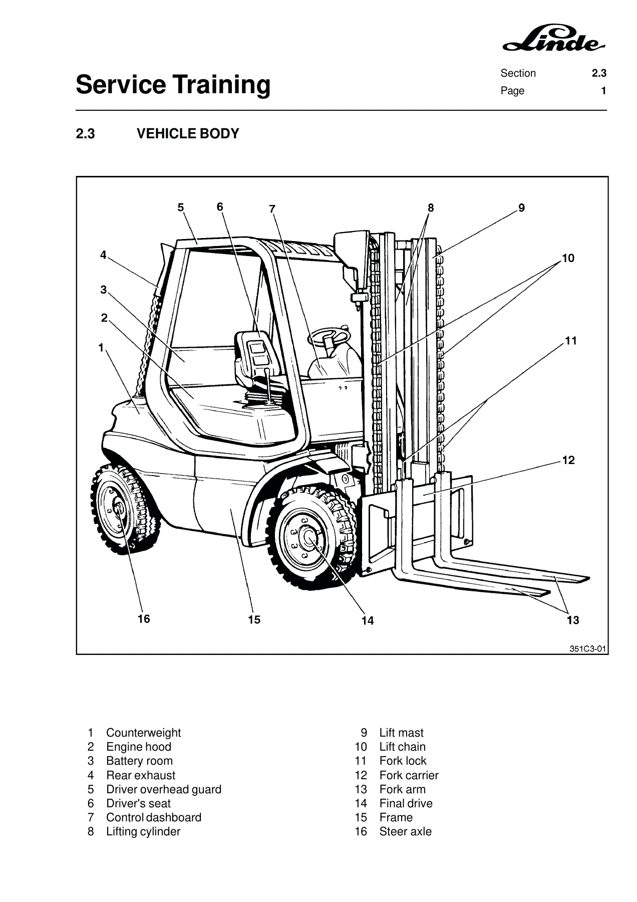 Linde H20 H25 H30 H35 D-03 T-03 Series 351 Service Training Manual - Image 2