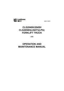 LiuGong CLG2040H CLG2045H CLG2050H Light LPG Forklift Truck Operation and Maintenance Manual