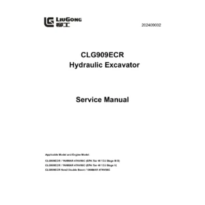 LiuGong CLG909ECR Hydraulic Excavator Service Manual 202409002 2024 PDF