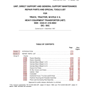 M1070 HET 8x8 Heavy Equipment Transporter Repair Parts & Special Tools List TM 9-2320-360-24P