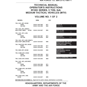 M1083 Series Medium Tactical Vehicles MTV Operator's Instructions Manual TM 9-2320-366-10-1 Volume 1