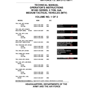 M1083 Series Medium Tactical Vehicles MTV Operator's Manual TM 9-2320-366-10-1 Volume 1 - PDF Download