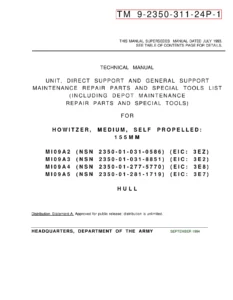M109A2 M109A3 M109A4 M109A5 Howitzer Hull TM 9-2350-311-24P-1 Repair Parts Manual