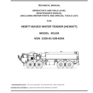 M1158 HEWATT Water Tender Operator and Troubleshooting Manual Volume 1