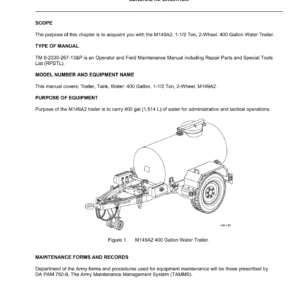 M149A2 400 Gallon Water Trailer Operator and Field Maintenance Manual - TM 9-2330-267-13&P