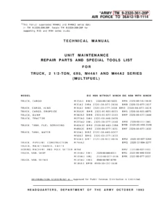 M44A1 M44A2 Series 2-1/2-Ton 6x6 Unit Maintenance Repair Parts & Special Tools Manual TM 9-2320-361-20P