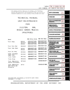 M44A2 Series 2-1/2-Ton 6x6 Multifuel Truck Unit Maintenance Manual TM 9-2320-361-20 1991