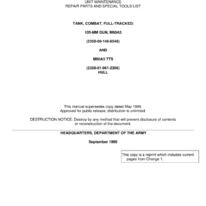 M60A3 & M60A3 TTS Tank Hull Repair Parts and Special Tools Manual TM 9-2350-253-20P-1 - PDF