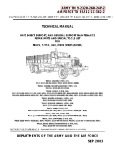 M809 Series 5-Ton 6x6 Trucks Repair Parts and Special Tools List TM 9-2320-260-24P-2