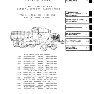 M939 M939A1 M939A2 5-Ton 6x6 Diesel Truck Maintenance Manual - TM 9-2320-272-34-2 Volume 2