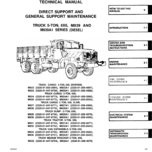M939 M939A1 M939A2 5-Ton 6x6 Truck Direct & General Support Maintenance Manual - TM 9-2320-272-34-1 Volume 1