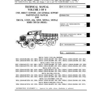 M939 M939A1 M939A2 5-Ton 6x6 Truck Maintenance Manual Volume 1 - TM 9-2320-272-24-1