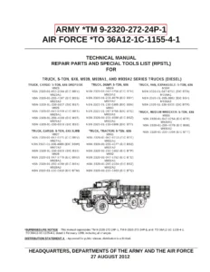 M939 M939A1 M939A2 Series 5-Ton 6x6 Military Truck Repair Parts and Special Tools List TM 9-2320-272-24P-1