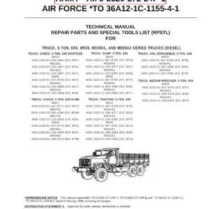M939 M939A1 M939A2 Series 5-Ton 6x6 Military Truck Repair Parts and Special Tools List TM 9-2320-272-24P-1