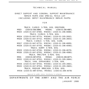 M939 Series 5-Ton 6x6 Trucks Direct Support and General Support Repair Parts Manual TM 9-2320-272-34P-2 Volume 2